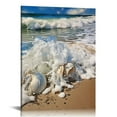 thumbnail image 1 of ONETECH Beach Waves Wall Art Ocean Decor Sands Seashell Starfish Nature Pictures Blue Canvas Artwork Turquoise Wall Art for Bathroom Bedroom Living Room Office Kitchen Wall Decor, 1 of 4