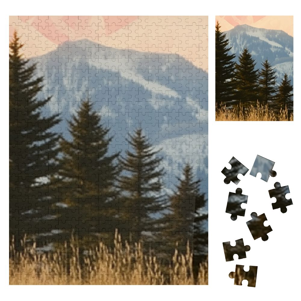 Bear Trees Mountain Wooden Jigsaw Puzzle Vertical Challenging