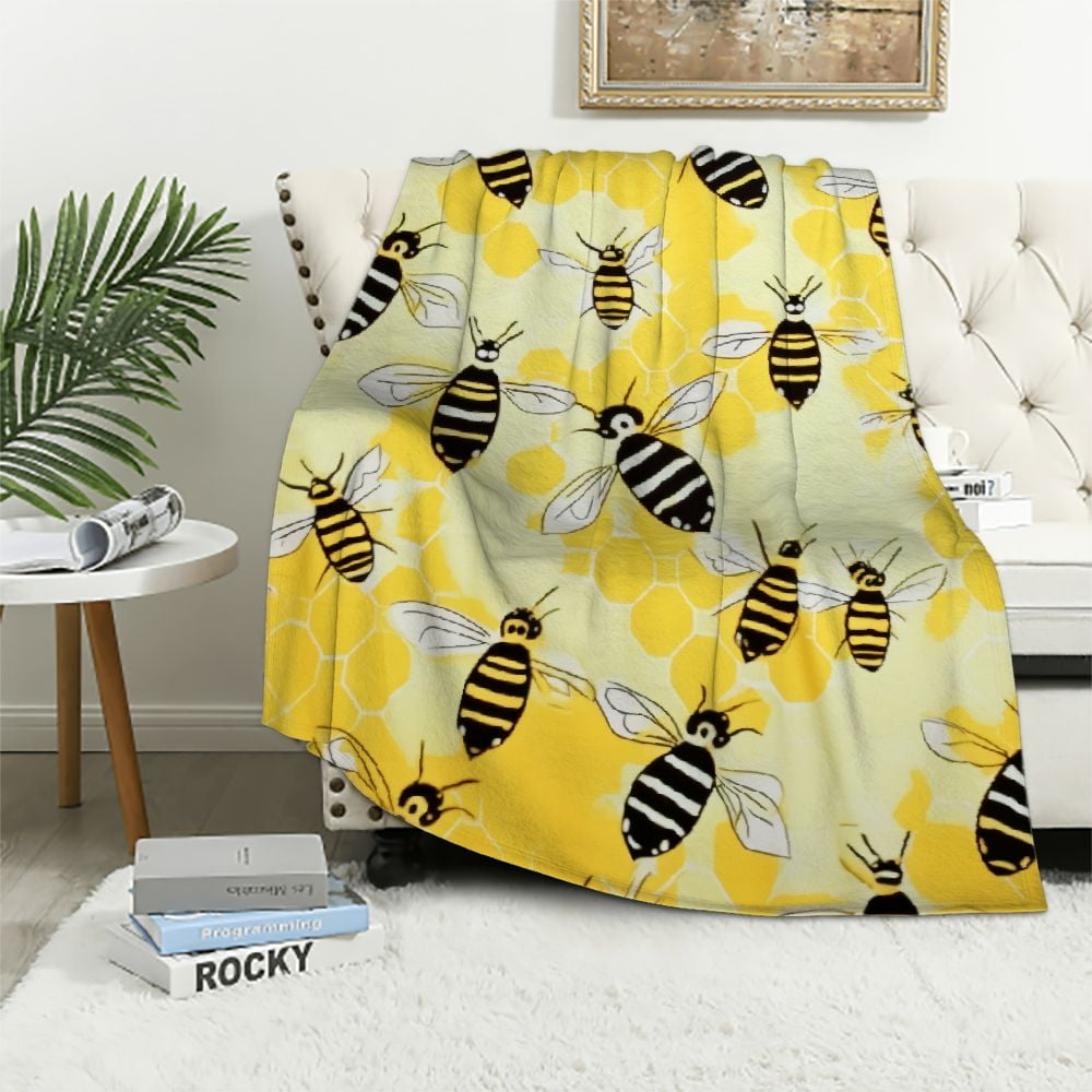 ONETECH Bee Blanket, Cute Bee Gifts for Women Bee Lovers, Kawaii