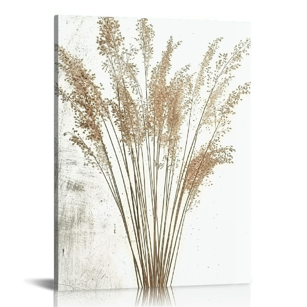 ONETECH Beige Botanical Canvas Wall Art Boho Plant Artwork Neutral ...