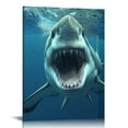 thumbnail image 1 of ONETECH Big Shark Near Sea Surface Open Mouth in Blue Sea Wall Art Painting The Picture Print On Canvas Animal Pictures for Home Decor Decoration Gift, 1 of 4