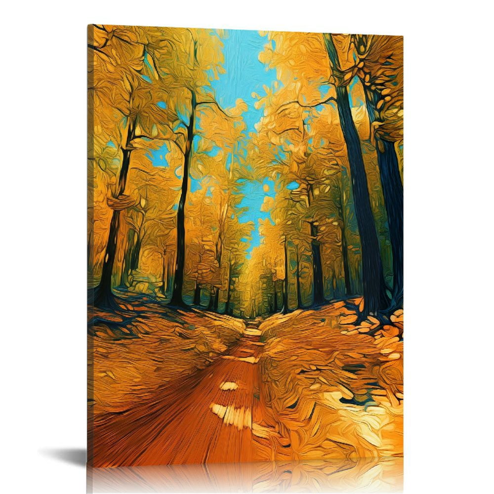 ONETECH Birch Tree Forest Wall Art Decor Autumn Fall Yellow Modern ...