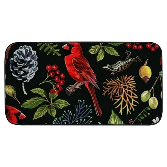 ONETECH Birds Frogs Berries Square Floor Mat Rug Burlap Felt Front Door Mat Outdoor Entrance for Home Entrance Outside Entry 19.68*39.37 in