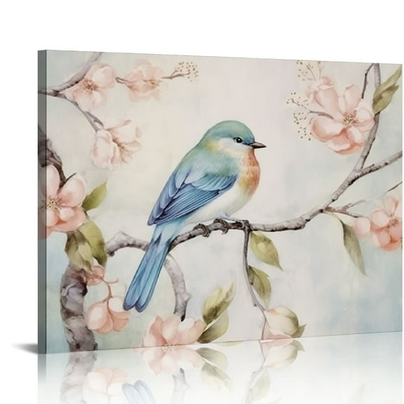 ONETECH  Birds Pictures Wall Art Canvas: Birds on Beautiful Flowers Branch Prints on Canvas Painting for Bedroom