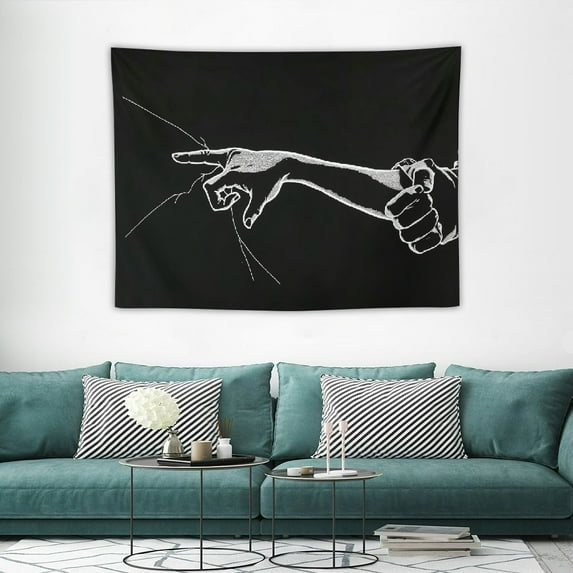 ONETECH Black Tapestry for Bedroom Aesthetic Abstract Line Drawing Wall Tapestry Pinky Promise Aesthetic Love Wall Art Hand Finger Swear Minimalist Hanging Bedroom Living Room Dorm Decor