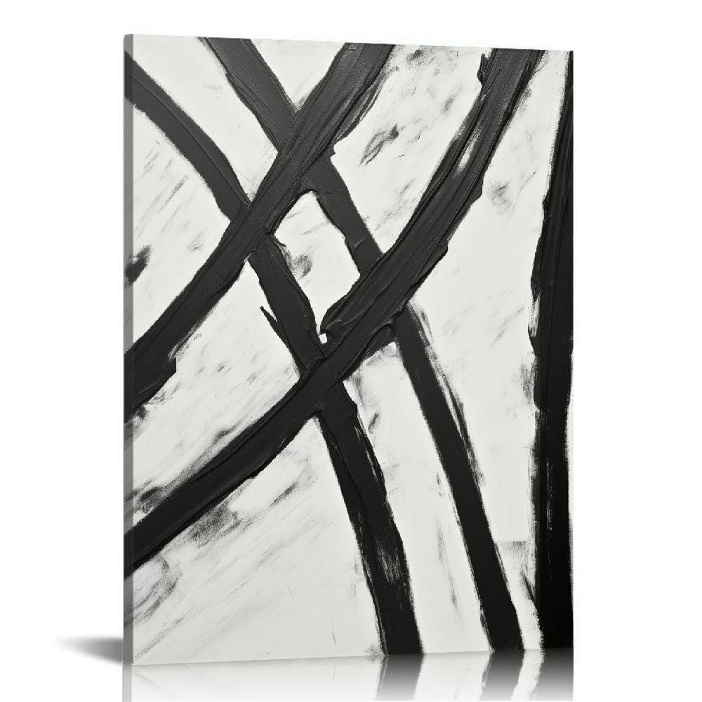 ONETECH Black and White Abstract Framed Canvas Wall Decor, Large Size ...