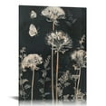 thumbnail image 1 of ONETECH Black And White Dandelion Canvas Wall Art Vintage Dandelion Print Black And White Plant Posters Dandelion Flower Canvas Vintage Plant Art Black Background Flower Picture 12x16 in, 1 of 5
