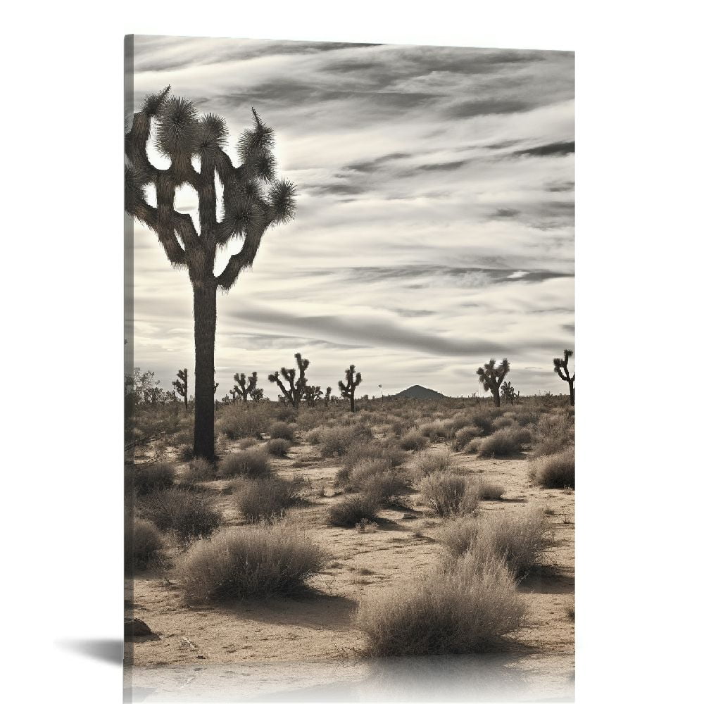 ONETECH Black White Desert Wall Art Joshua Tree on Desert Canvas ...