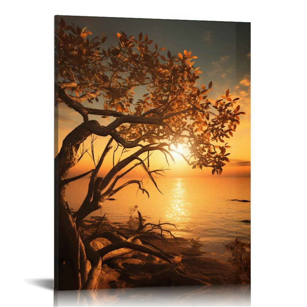 ONETECH Black and White Hawaii Beach Canvas Art - Framed Coastal Wall ...
