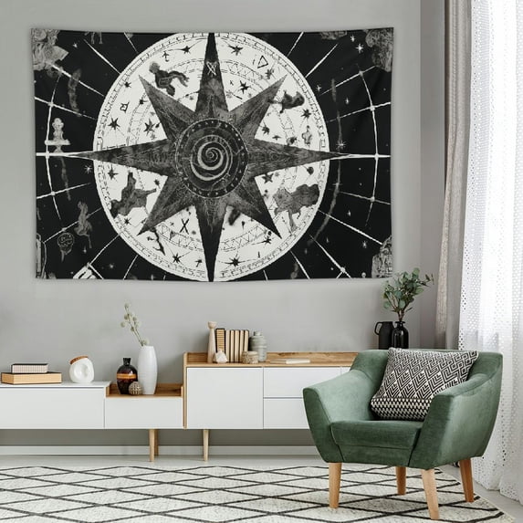 FUMJ Black and White Tapestry Constellation Zodiac Tapestries for Bedroom Aesthetic Moon and Stars Tapastry's Wall Hanging Dark Gothic Wall Tapestry for Living Room Dorm
