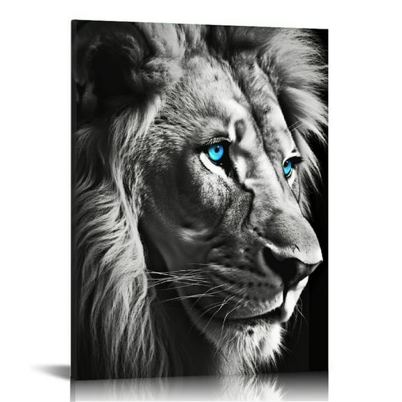ONETECH  Black and White Wildlife Bedroom Wall Decor African Lion Canvas Wall Art Tiger Wolf Animal Portrait Pictures Modern Bedroom Office Home Decorations