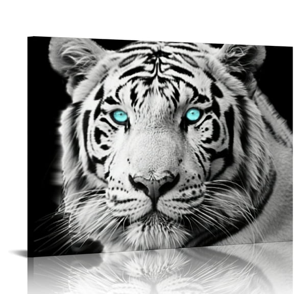 ONETECH  Black and White Wildlife Bedroom Wall Decor African Lion Canvas Wall Art Tiger Wolf Animal Portrait Pictures Modern Bedroom Office Home Decorations