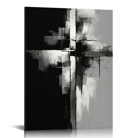 ONETECH Black and White Abstract Wall Art for Living Room Gray Painting Canvas Office Bedroom Wall Art Framed 12\x16\
