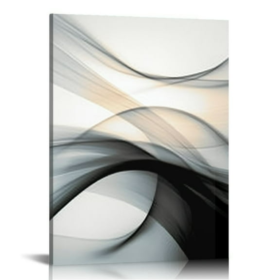 ONETECH  Black and White Grey Wall Art for Bedroom, Abstract Lines Art Canvas Print Artwork Set Modern Home Decoration for Bathroom Living Room
