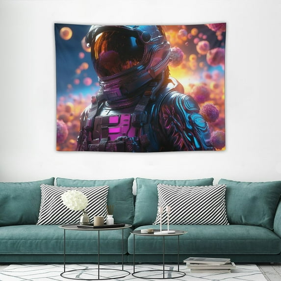 ONETECH Blacklight Tapestry Trippy Astronaut Tapestries Space Tapestry Neon Galaxy Crystal Tapestry Glow in the Dark Jellyfish Tapestry Wall Hanging for Bedroom Living Room