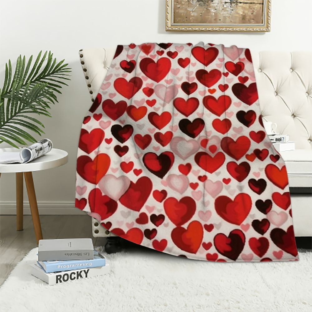 Blanket and Soft Bed Throws Blanket Valentine's Day Love Dark