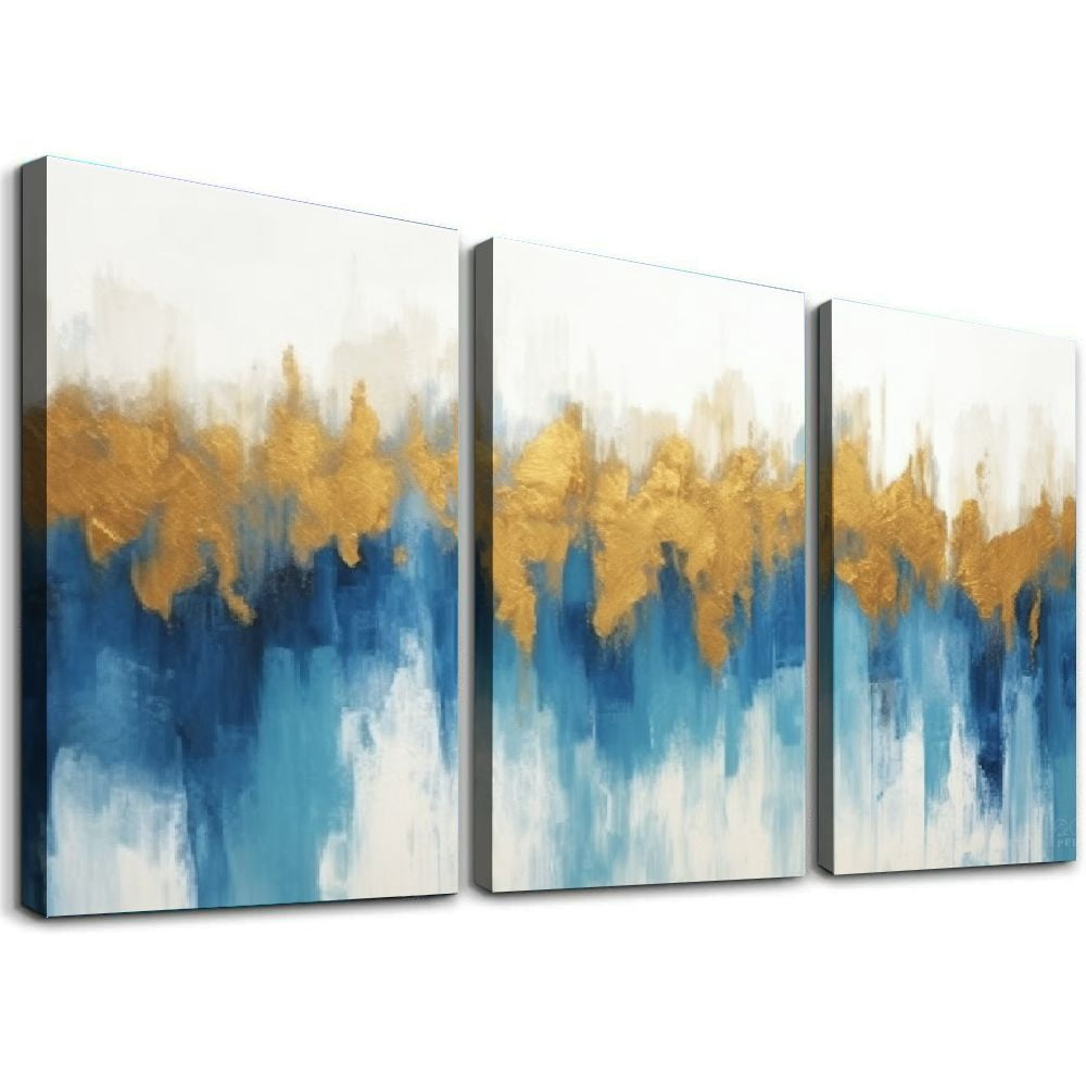 Modern Textured Art For Apartment Living Room Decor Reference: Onetech Blue Abstract Wall Art Canvas Modern Texture Painting With