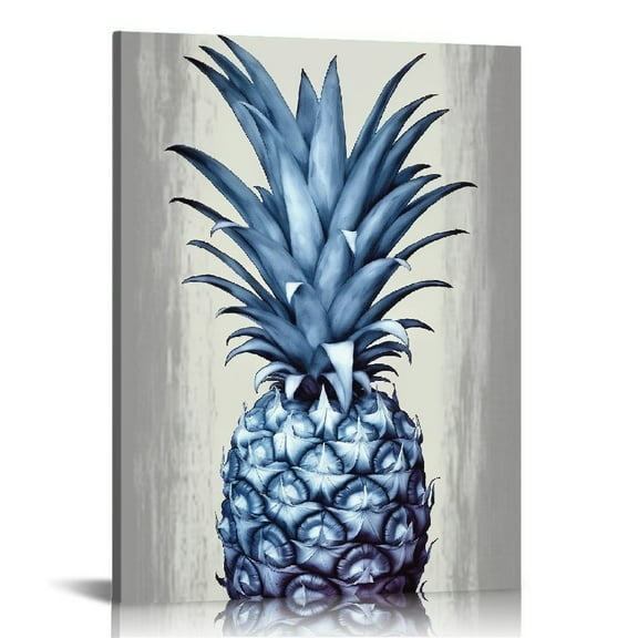 ONETECH Blue Bathroom Picture Canvas Wall Art Beach Coastal Surfboard Palm Tree Pineapple Tropical Art Prints Framed California Wall Decor for Modern Home Bedroom Kitchen Decor Ready to Hang