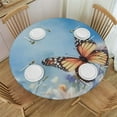 thumbnail image 1 of FUMJ Blue Butterfly Floral Round Table cover Washable Polyester Trim,Nature Flower Kitchen Circle Table Cover Mat for Party Dinning Tabletop Wedding Home Decor, 1 of 7