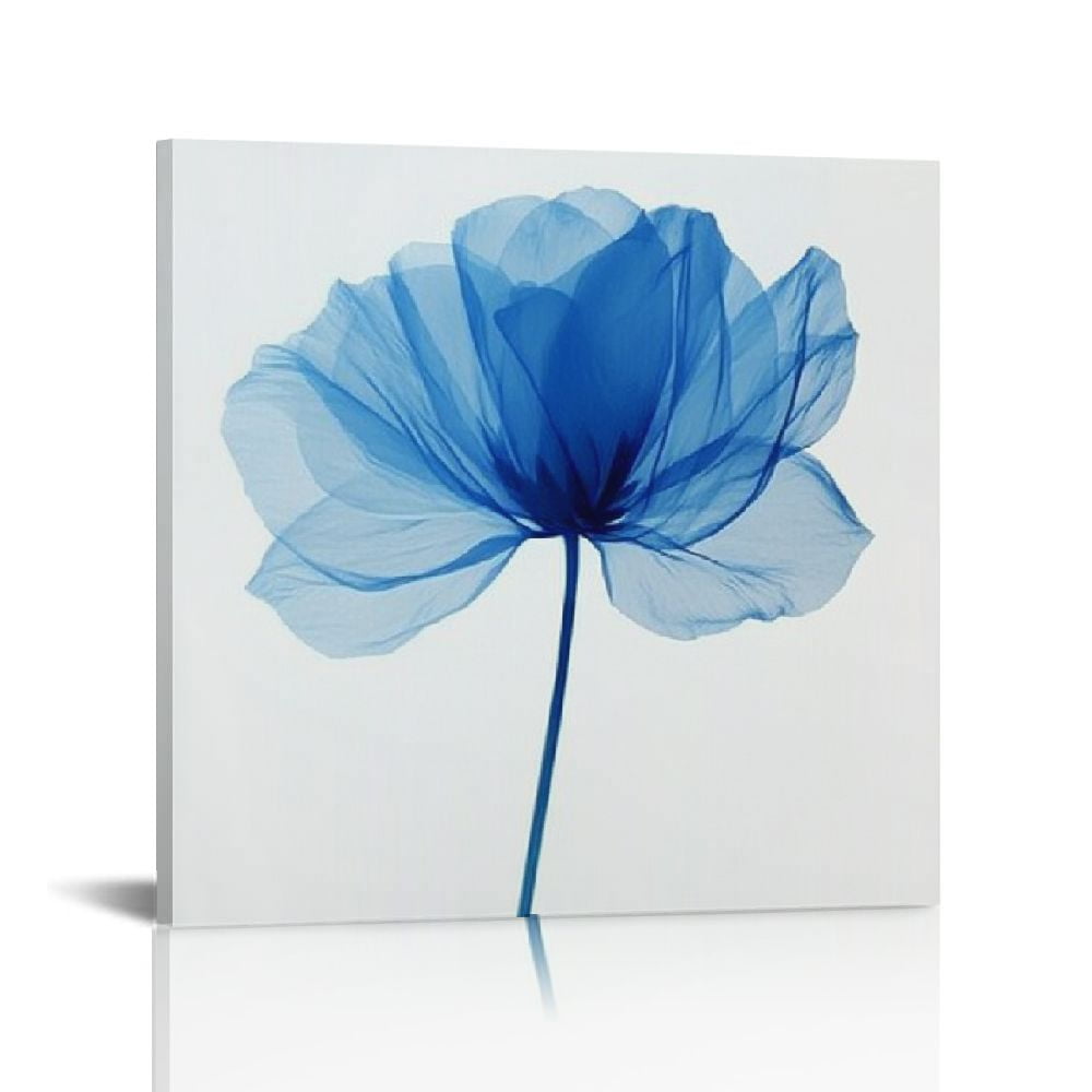 Blue Flickering Flower Modern Abstract Paintings Canvas Wall