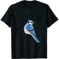 thumbnail image 1 of ONETECH Blue Jay Bird Lover Watching Bidwatcher Birder Flower Heart T-Shirt, 1 of 3
