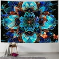 thumbnail image 1 of ONETECH Blue Mandala Tapestry Psychedelic Bohemian Tapestries Hippie Moth Wall Decor Aesthetic Floral Tapestry Sun And Moon Tapestry Wall Hanging for Bedroom, 1 of 6