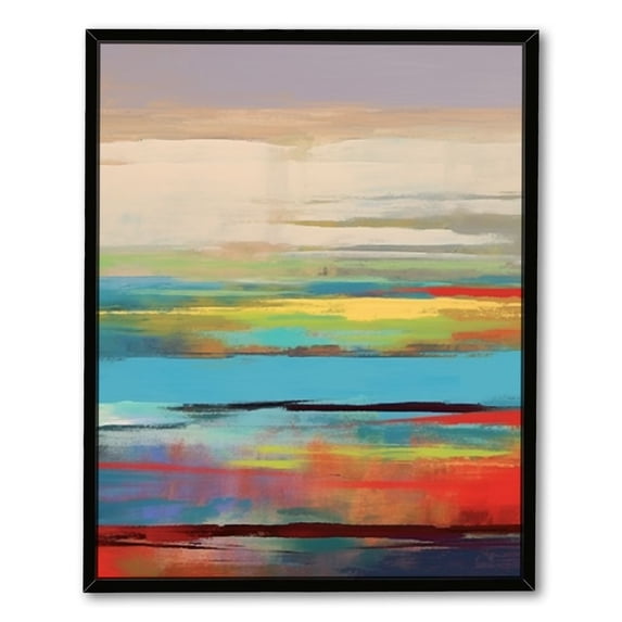 ONETECH Blue and Red Wall Art-Abstract Ocean Sunrise Picture Canvas Print Wall Painting Modern Artwork Canvas Wall Art for Living Room Home Office Décor12x16in