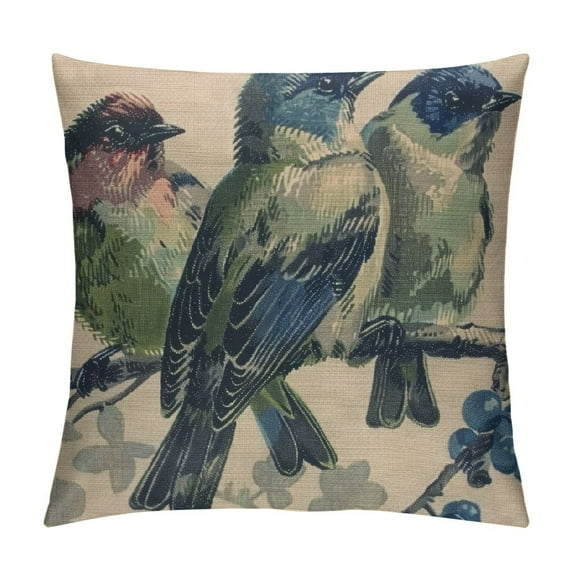 FUMJ Blue Robin Bird Throw Pillow Cover Stand On Branch Foliage Furry Vivid Animal Nature Pillow Case Decorative Men Women Boy Girl Room Cushion Cover for Home Couch Bed