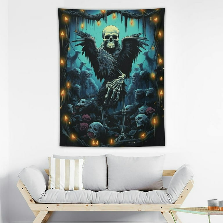 FUMJ Blue Skull Tapestry Gothic Skeleton Tapestry Hippie Eagle Tapestries Dark Forest Tapestry Bat Tomb Wall Tapestry for Bedroom Living Room Dorm Walmart