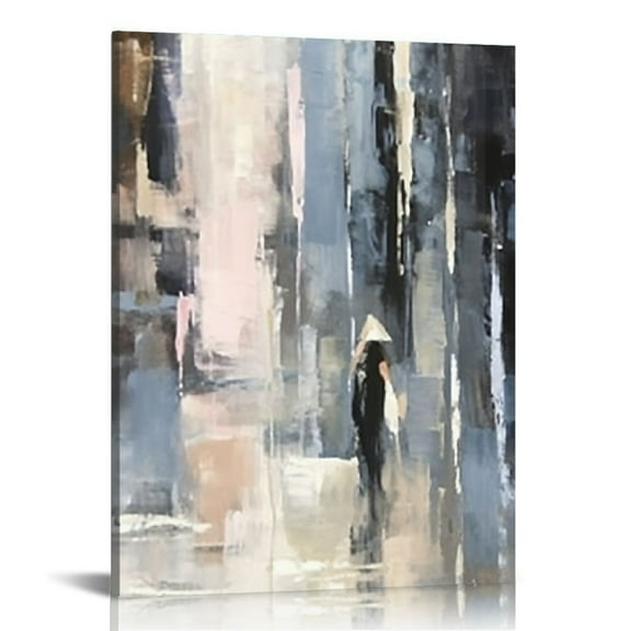 ONETECH Blue and White Abstract Wall Art Texture Canvas Wall Art Modern Abstract Artwork for Living Room Abstract Blue Painting on Canvas Blue Grey White Canvas Minimalist Painting