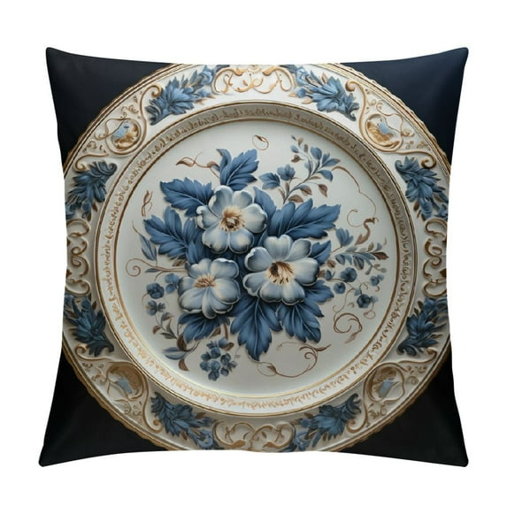 ONETECH  Blue and White Floral Throw Pillow Covers Decorative Chinese Style Blue and White Porcelain Print Cushion Cases Home Decor for Couch Patio Porch Sofa Furniture