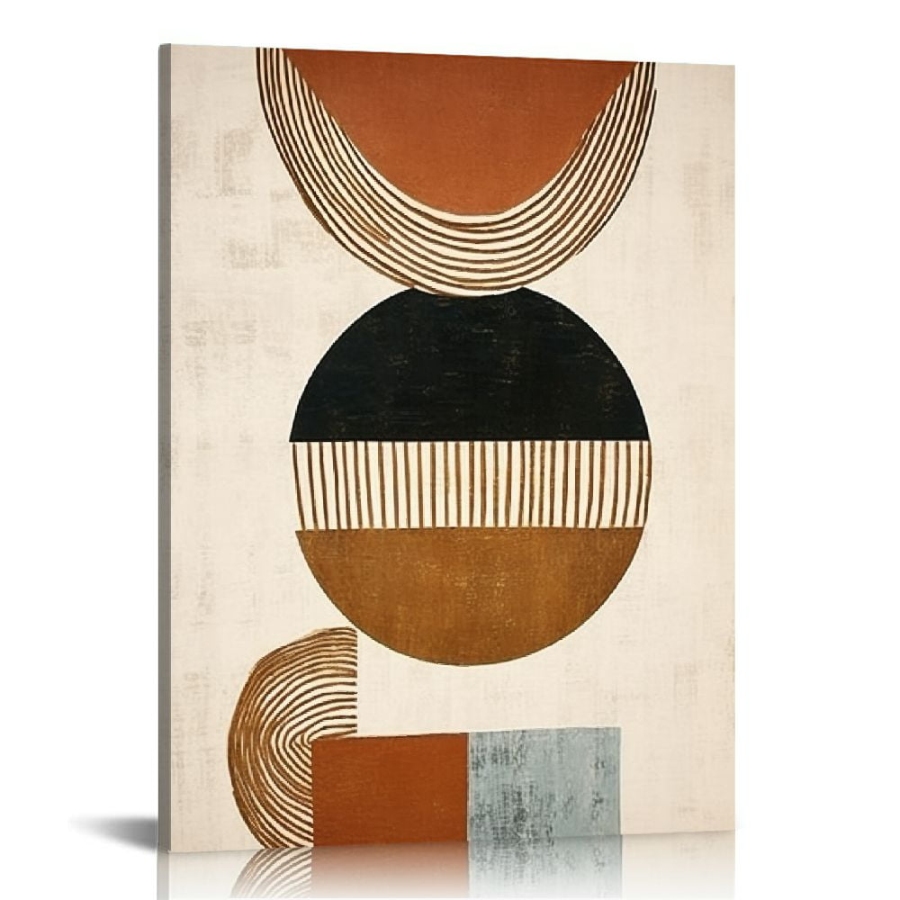 Boho Wall Art Minimalist Botanical Canvas Picture, Retro Mid