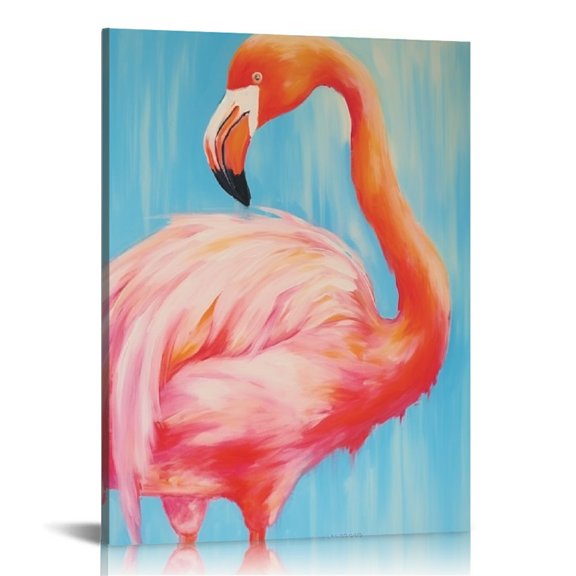 ONETECH  Bold Abstract Flamingo Painting Canvas Wall Art, Design