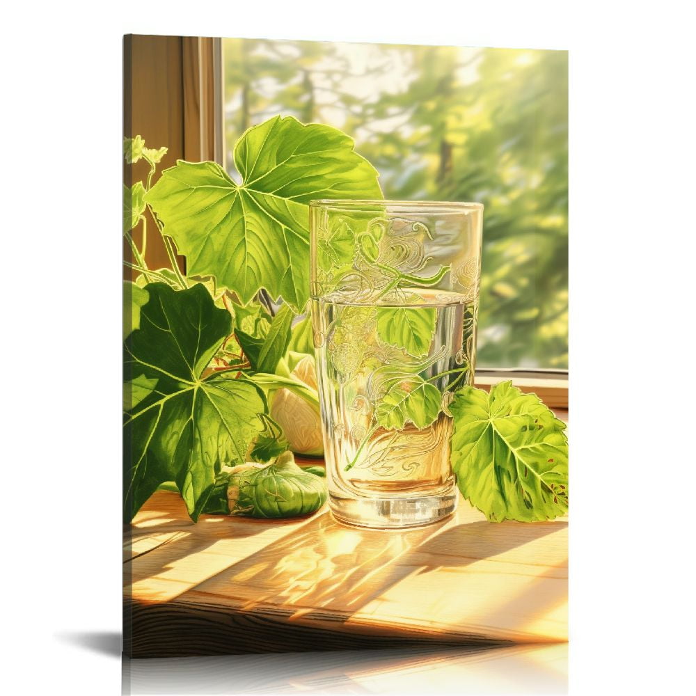 ONETECH Botanical Bathroom Wall Art Green Leaf Tropical Plant Bathroom ...