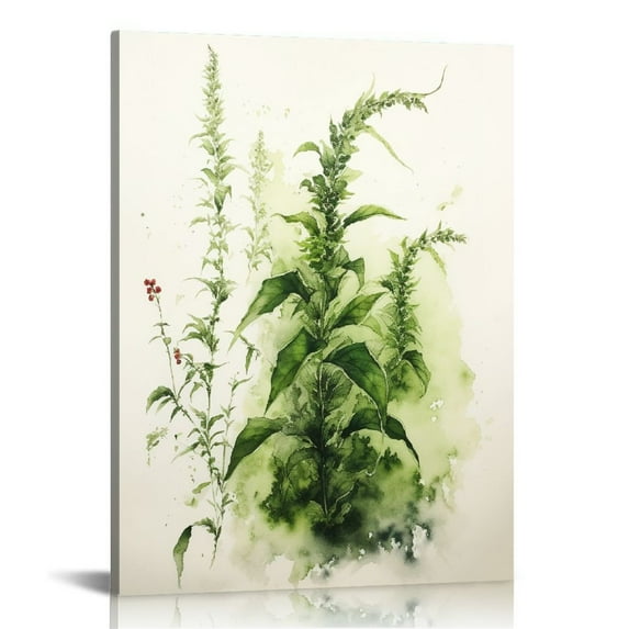 ONETECH Botanical Plant Canvas Wall Art, Framed Wall Decor for Bathroom, Minimalist Aesthetic Bedroom Wall Art, Sage Green Eucalyptus Leaf Prints for Office,