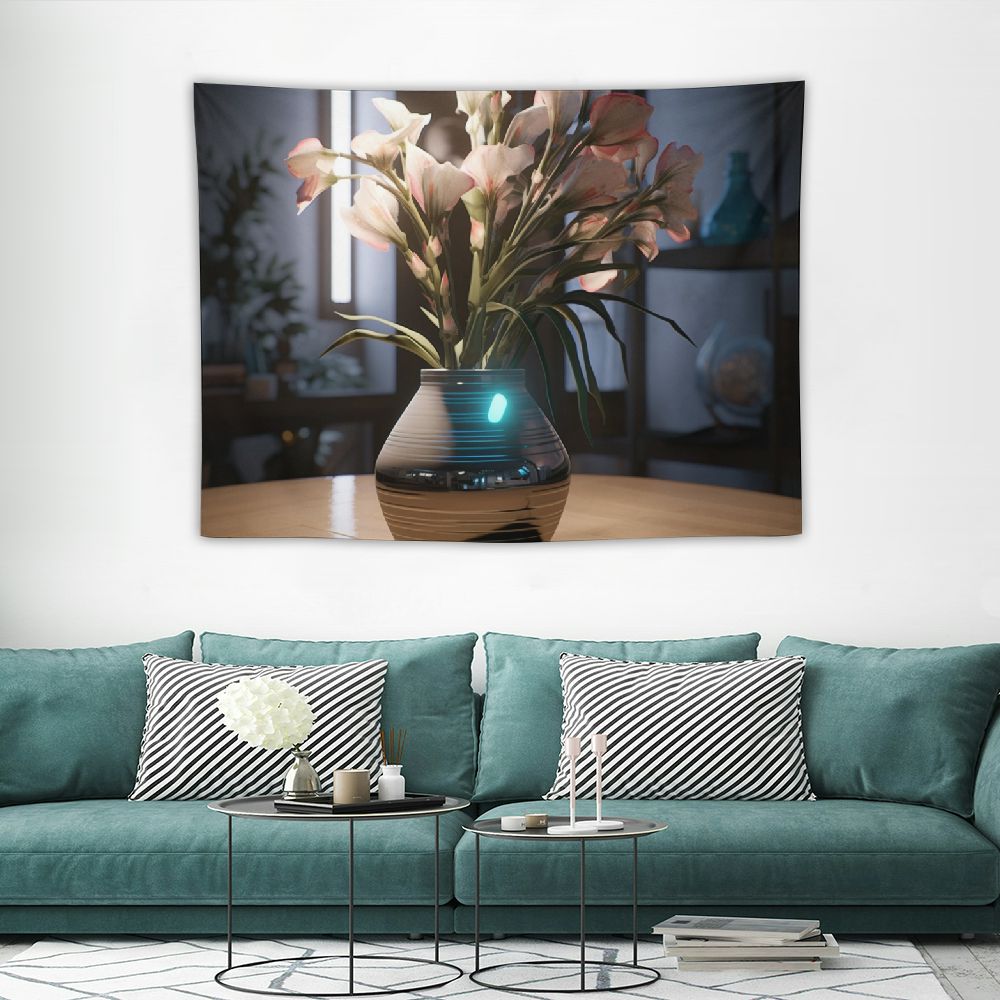 Brown Abstract Art Wall Tapestry, Grey Acrylic Wall Hanging