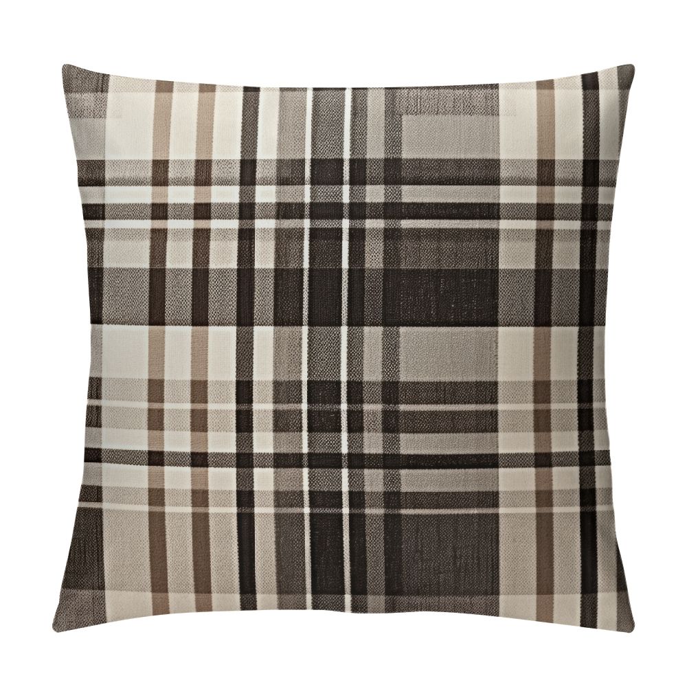 Brown Plaid Pillow Covers Farmhouse Plaid Decorative Throw Pillows for Living Room Couch