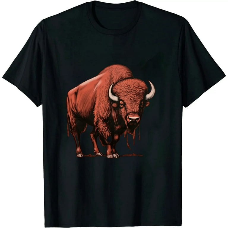 Buffalo T-Shirt American Bison Classic Print Tee Buffalo T-Shirt American Bison Classic Print Tee