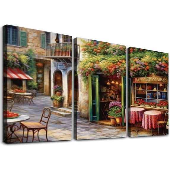 ONETECH Buon Appetito Canvas Wall Decor by Artist Nicky Boehme for Living Room, Bedroom, Bathroom, Kitchen, Office, Bar, Dining & Guest Room - Ready to Hang - 12''x16''X3 Panels