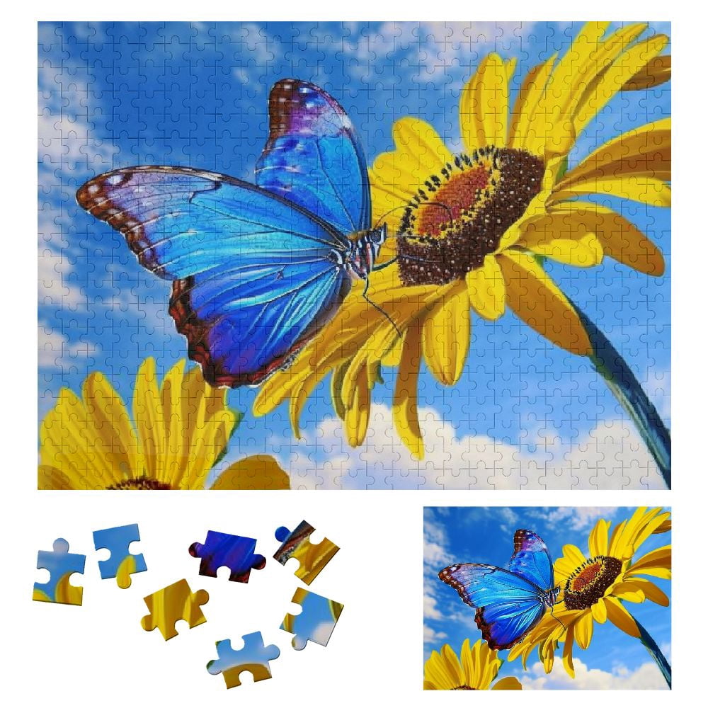 ONETECH Butterfly Flower Sky Wooden Jigsaw Puzzle for Adults and Kids ...