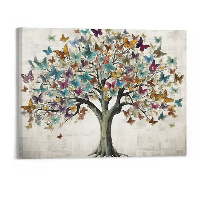 ONETECH Butterfly Pictures Wall Art Large Tree of Life Painting on ...
