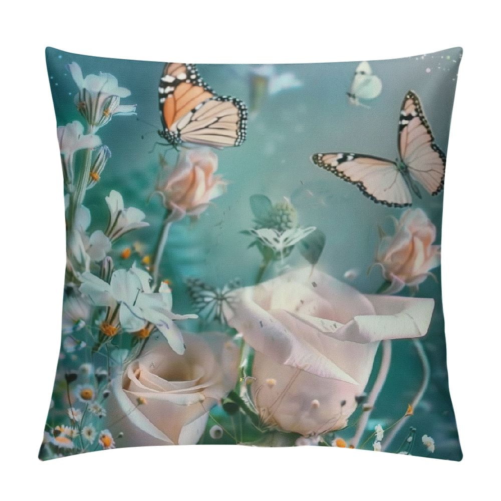 Butterfly Roses Calla Lilies Throw Pillow Covers Throw Pillow