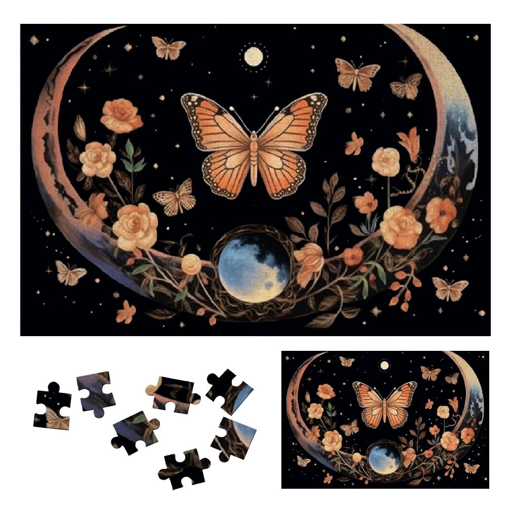 ONETECH Butterfly Stars Art Nouveau Wooden Jigsaw Puzzle for Adults and ...