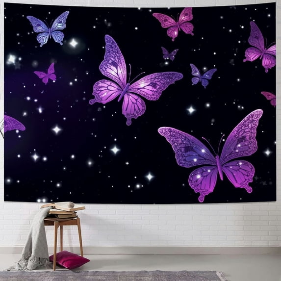 ONETECH Butterfly Tapestry for Wall Decor,Fantasy Purple Butterflies Tapestries,Night Sky Wall Hanging for Bedroom Living Room Dorm Party Decorations 40x30inch