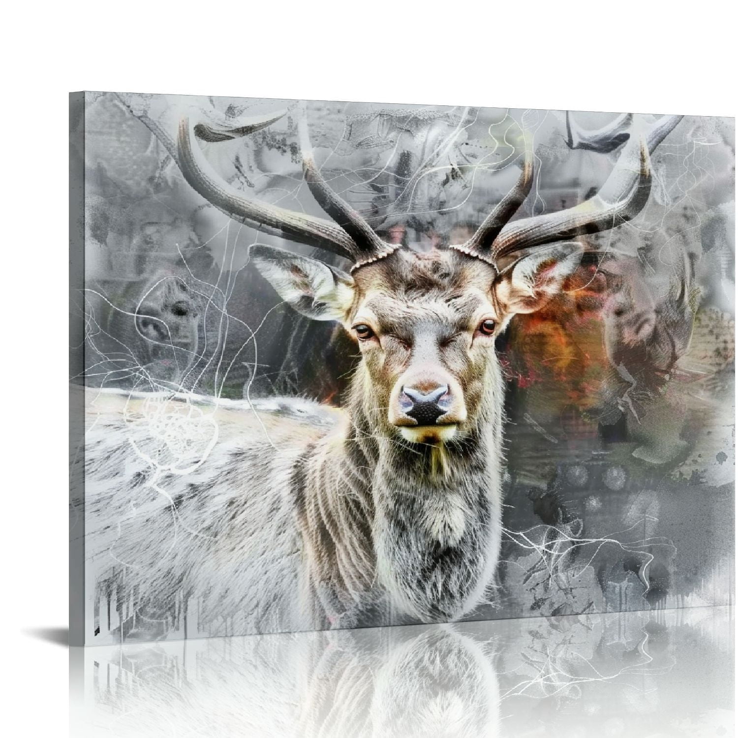 ONETECH Cabin Deer Wall Decor Hunting Wildlife Canvas Wall Art Rustic ...