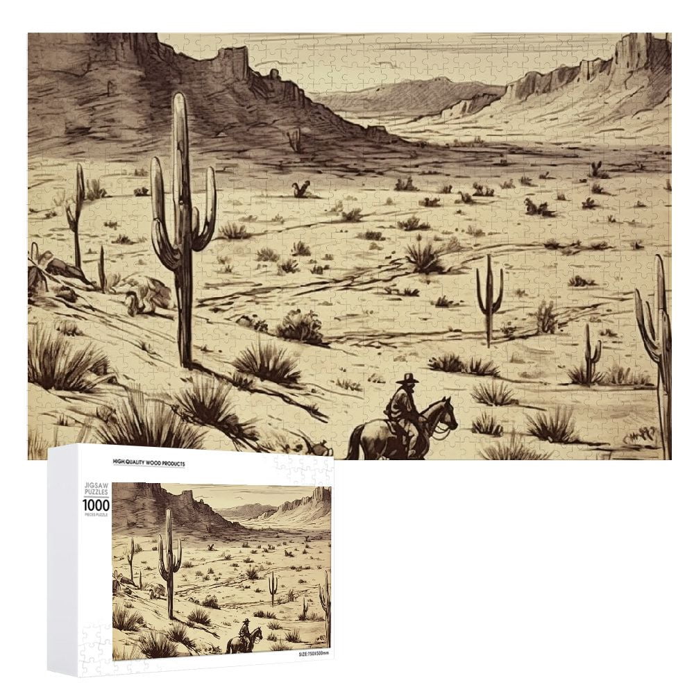 ONETECH Cactus Horse Mountain Wooden Jigsaw Puzzle for Adults and Kids ...