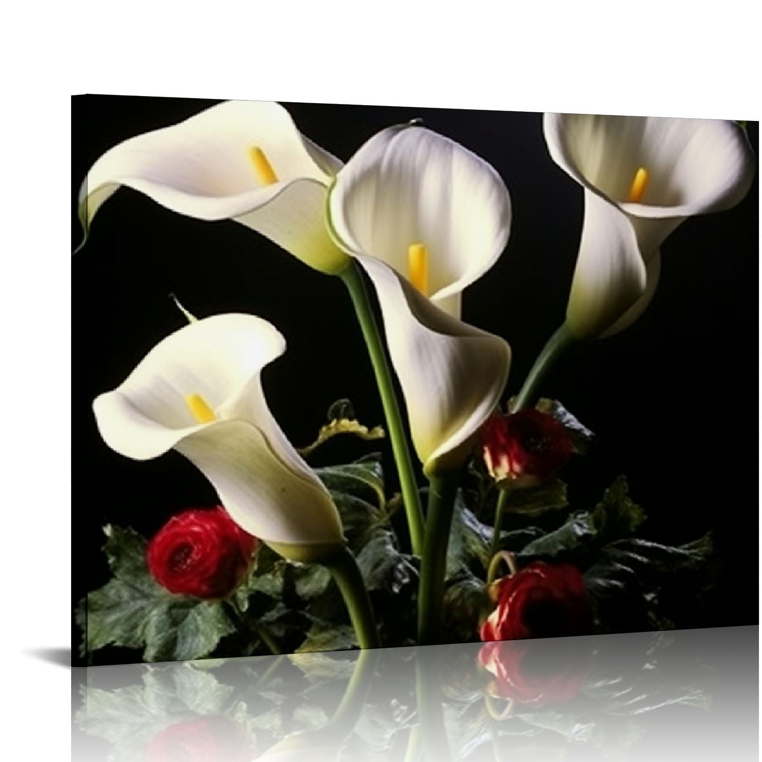 ONETECH Calla Lily Wall Art Purple White Flower Floral Picture Framed ...