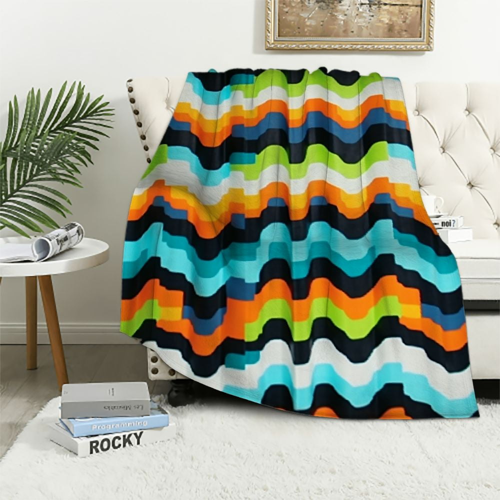 Camouflage Checkered Throw Blanket, Geometric Soft Warm Fuzzy Plush Camo Blankets for