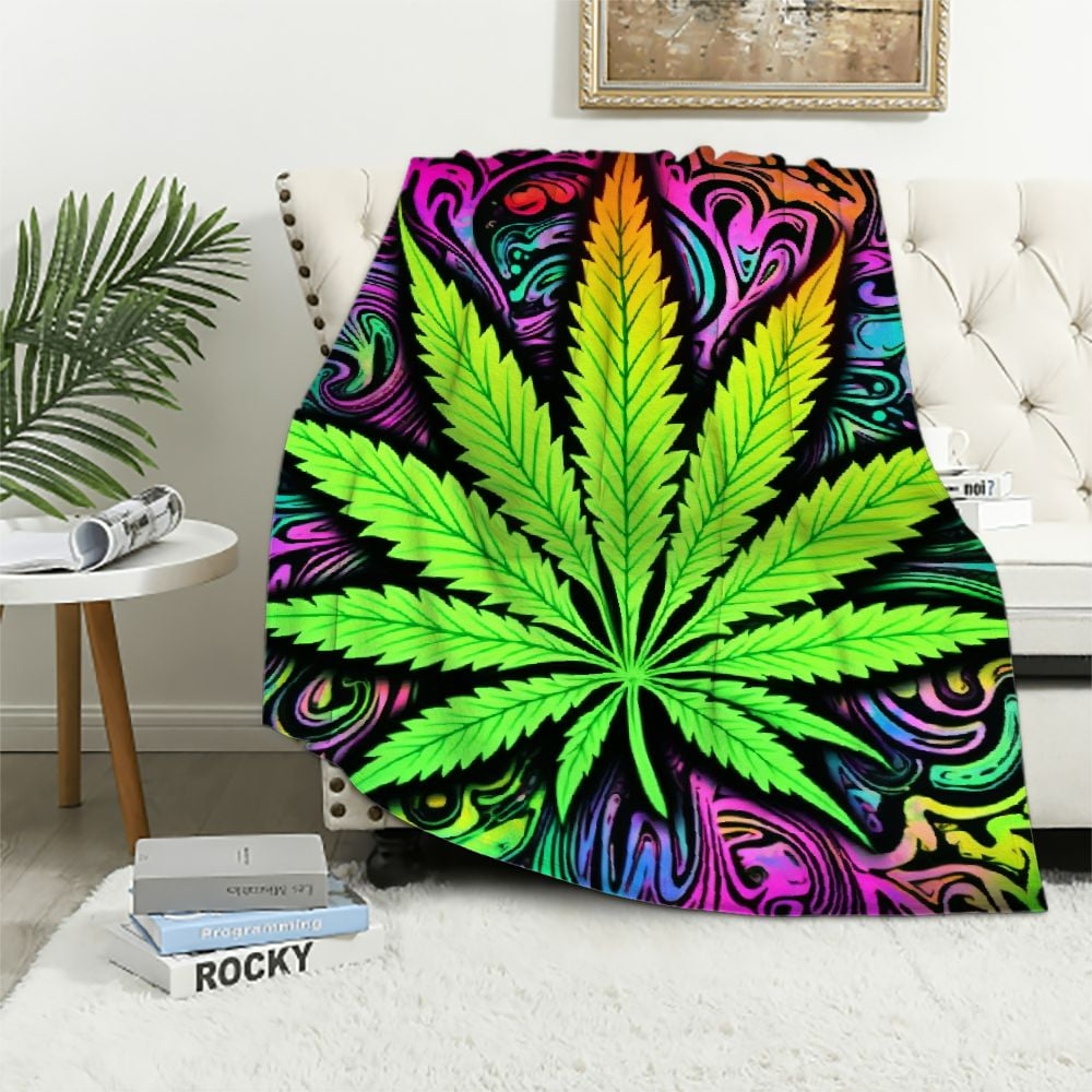 Cannabis Leaf Throw Blanket Chic Stars Blue Rose Throw Blankets