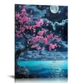 thumbnail image 1 of FUMJ Canvas Art Wall Decor Framed Wall Art Plum Blossom Moon Ocean Art Prints Wall Decor for Bedroom Modern Wall Pictures for Bathroom  Wall Decorations for Home Kitchen, 1 of 5